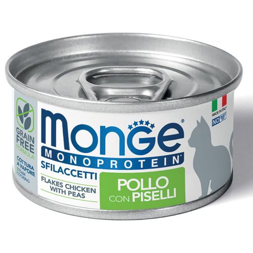 M07184 Monge MONOPROTEIN - Cat Flakes Only CHICKEN/PEAS 80 g (pak24) paveikslėlis
